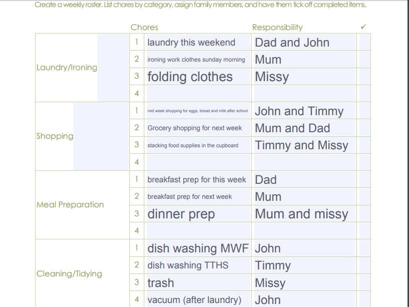 Dividing Household Chores In The Family Get Organized Wizard