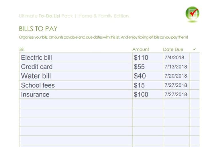 list of bills to pay highest to lowest